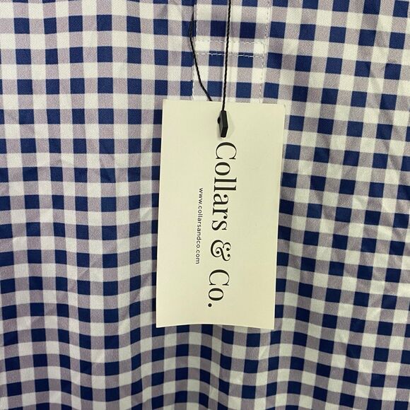 Collars & Co Polo Shirt Mens L Purple Gingham Relaxed Golf Preppy Stretch NWT - Picture 5 of 9